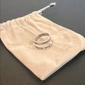 Plated Silver Engraved Women's Adjustable Ring Keep F’ing Going